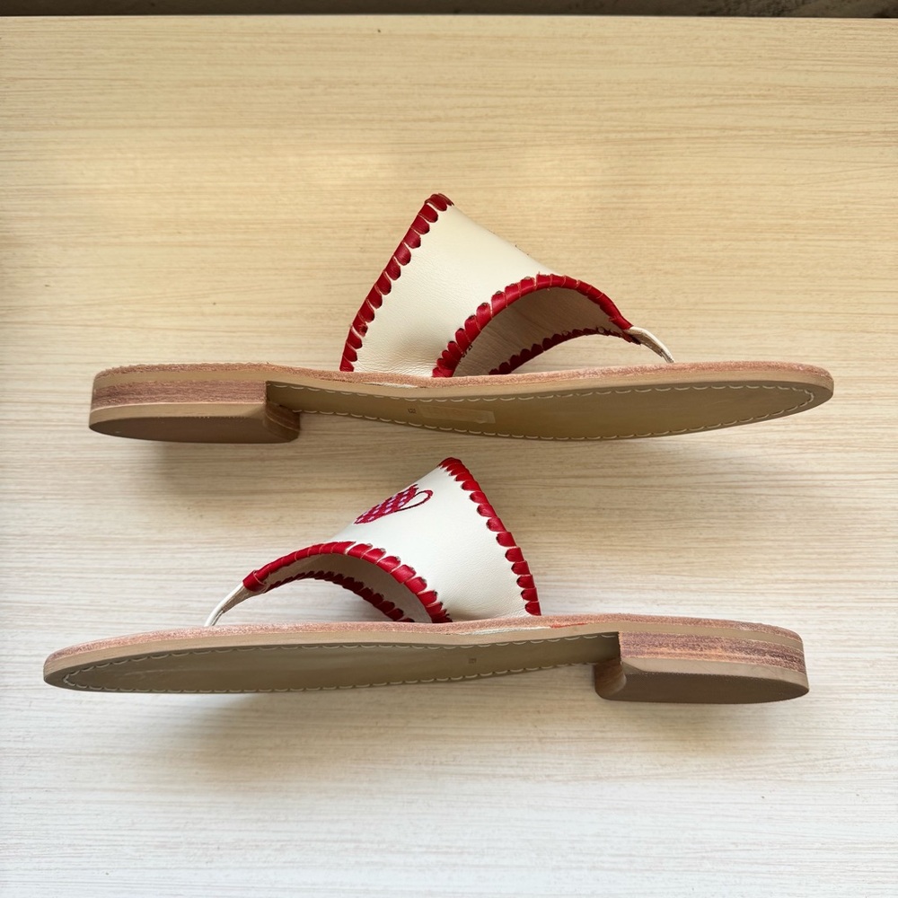 Jack Rogers size 9.5 Red and White Embroidered Sandals NWOB - Picture 3 of 6